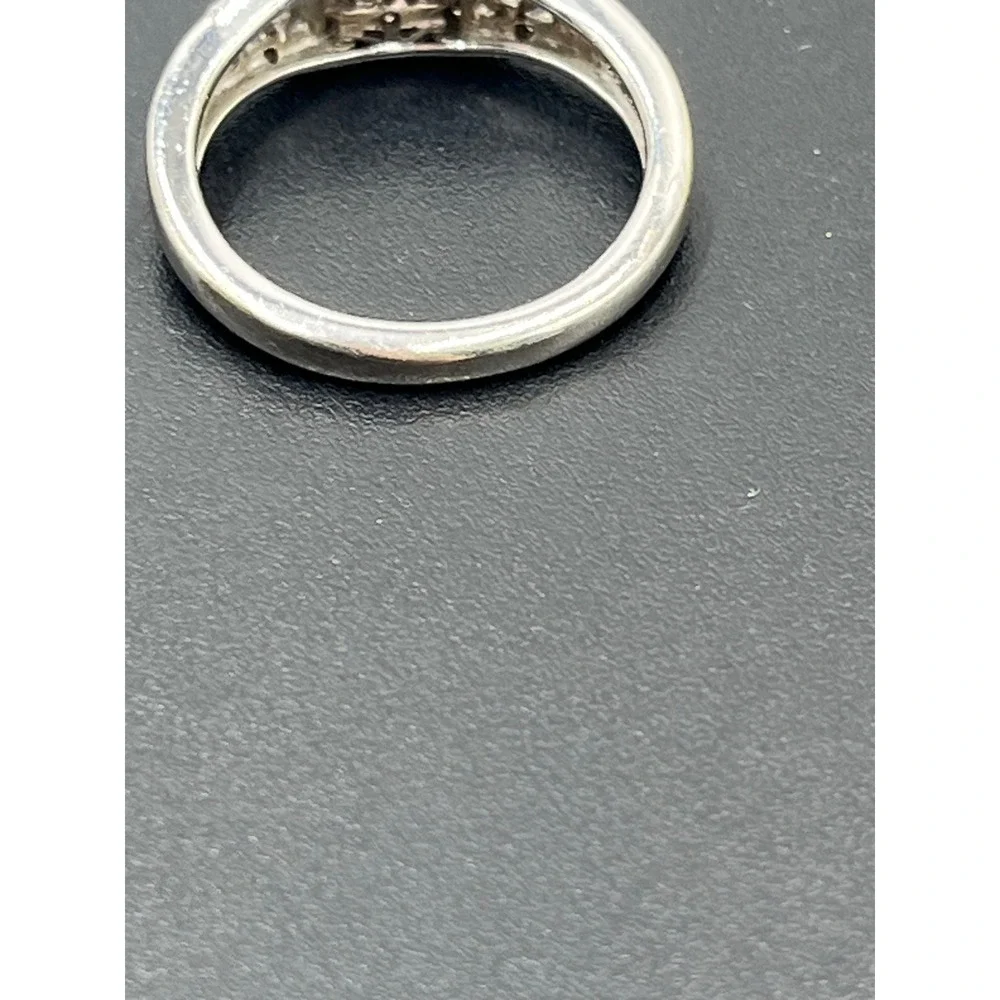 Sun Sterling Silver 14K Rose Gold Heart Natural Diamonds  Engagement Ring Sz 9.5